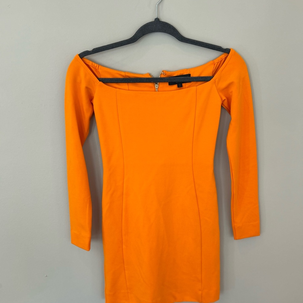 Elegant Orange Off-Shoulder Dress